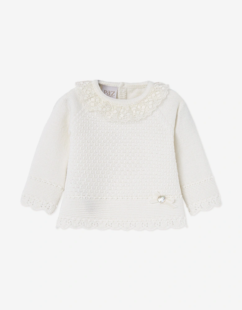 Baby Knitted 2 Piece Babygrow Set in Ivory