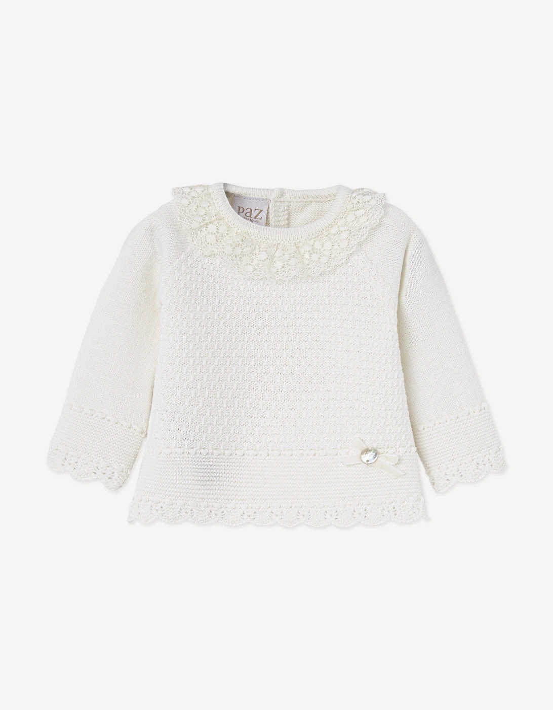 Baby Knitted 2 Piece Babygrow Set in Ivory