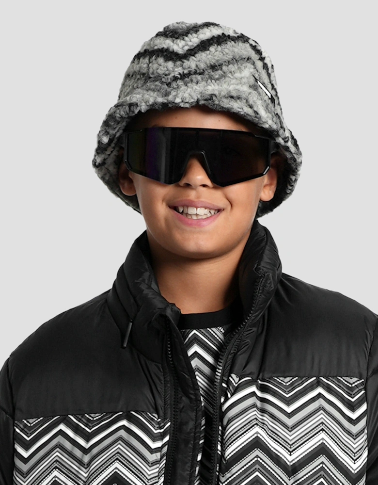 Boys Zigzag Bucket Hat in Black