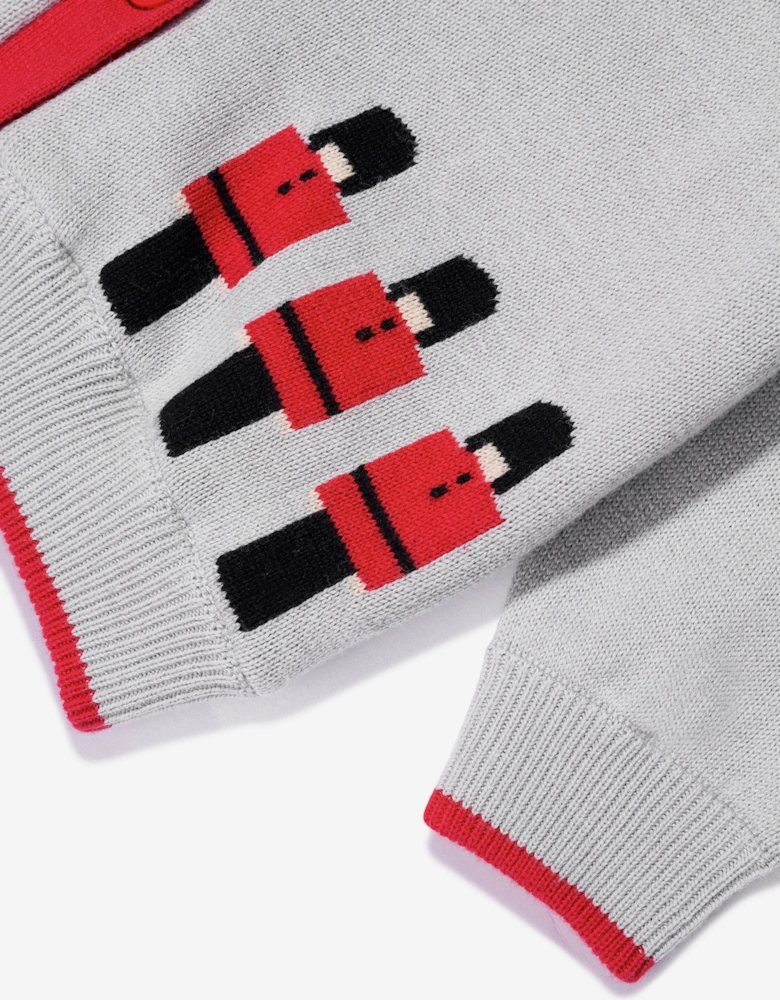 Baby Boys Soldier Intarsia Cardigan in Grey