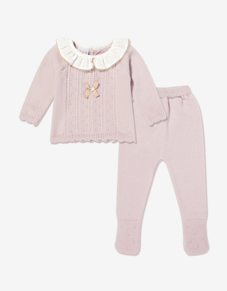 Baby Girls Knitted 2 Piece Babygrow Set in Purple