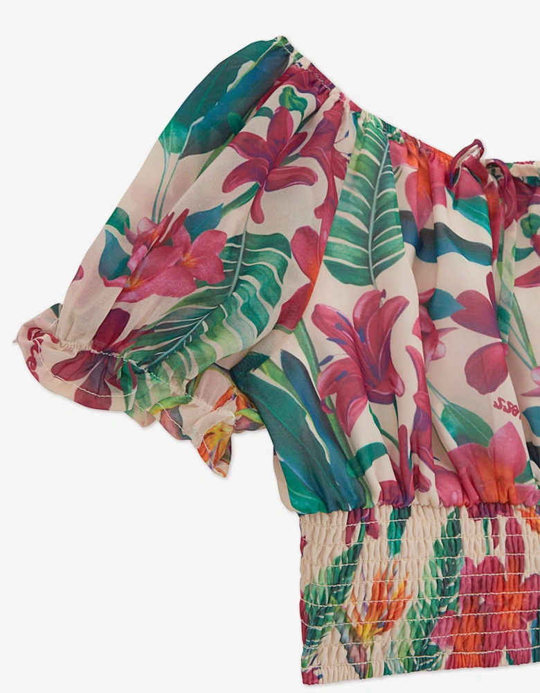 Girls Chiffon Floral Blouse in Multicolour