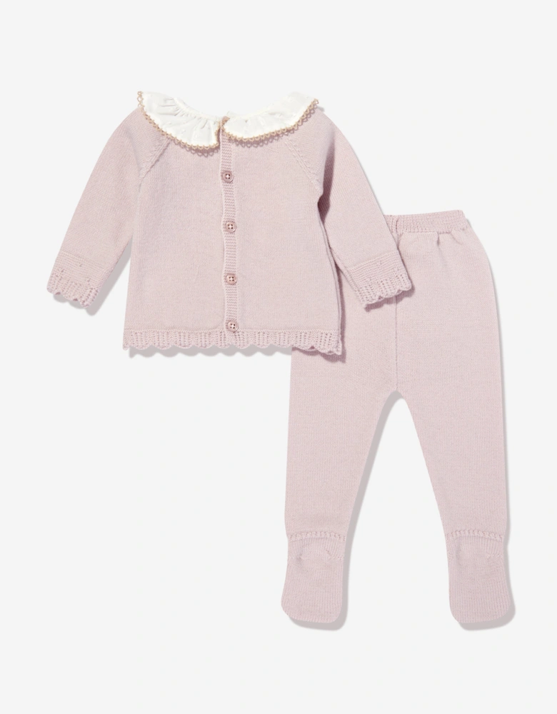 Baby Girls Knitted 2 Piece Babygrow Set in Purple