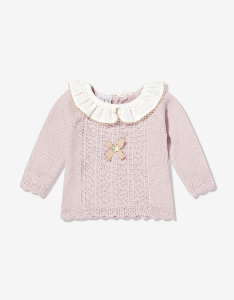 Baby Girls Knitted 2 Piece Babygrow Set in Purple