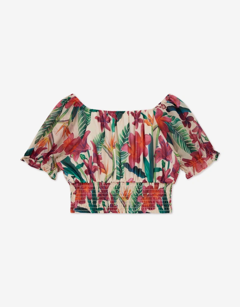 Girls Chiffon Floral Blouse in Multicolour