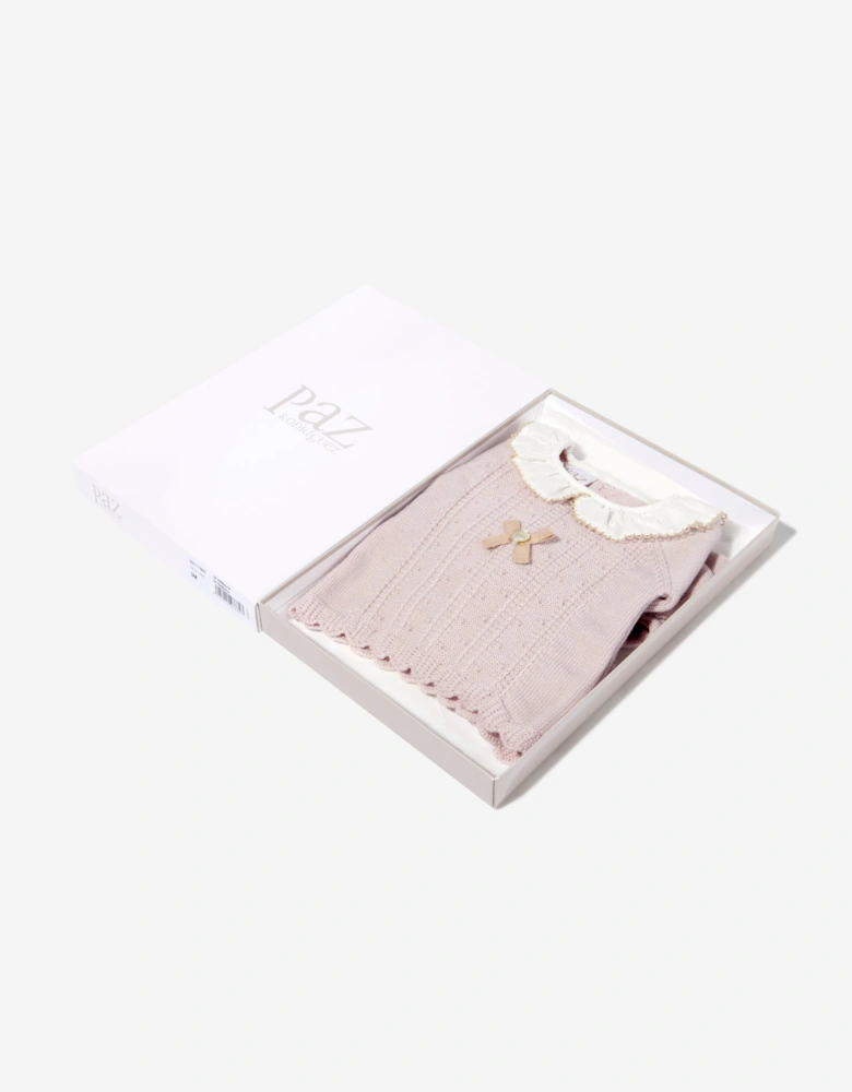 Baby Girls Knitted 2 Piece Babygrow Set in Purple