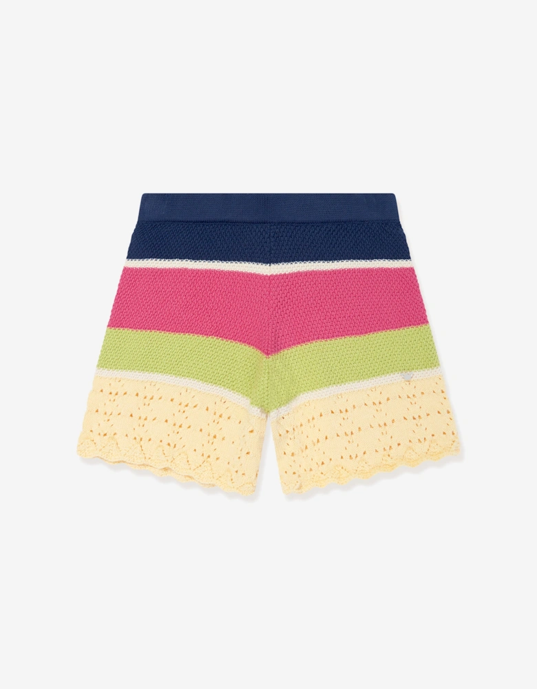 Girls Crochet Knit Shorts in Multicolour