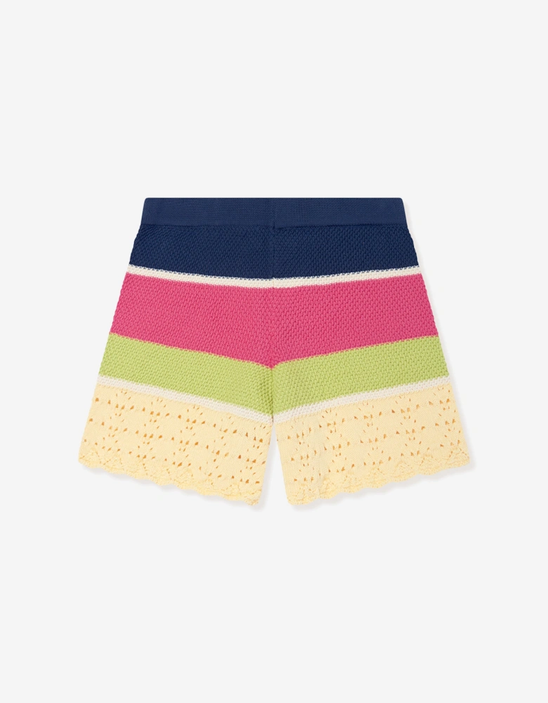 Girls Crochet Knit Shorts in Multicolour