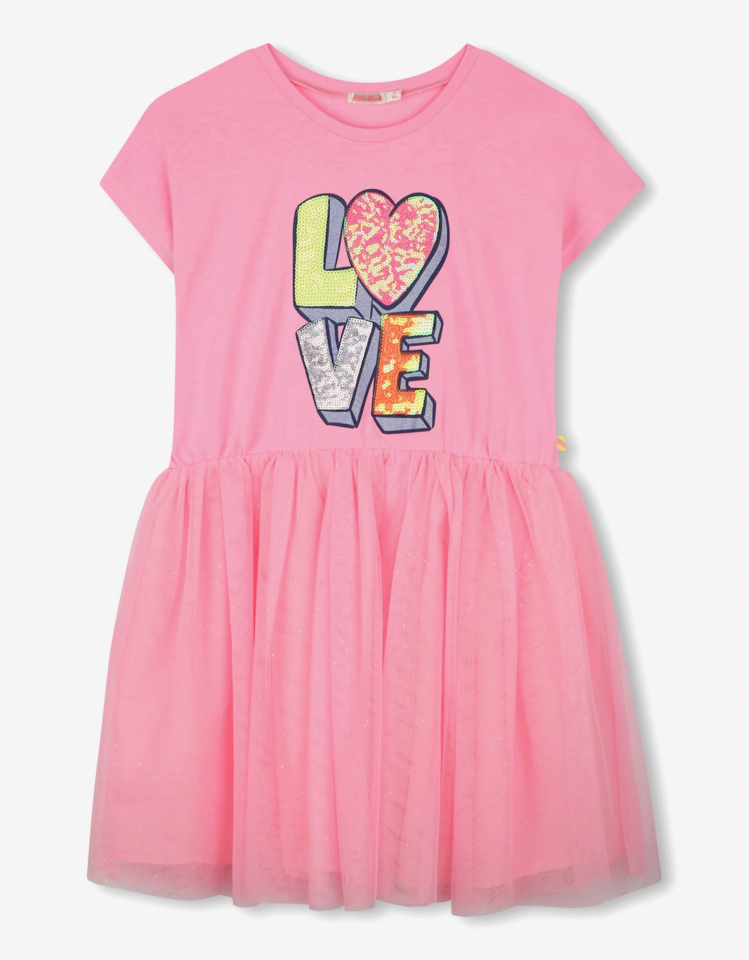 Billieblush Girls Bi-material Love Dress in Pink, 5 of 4