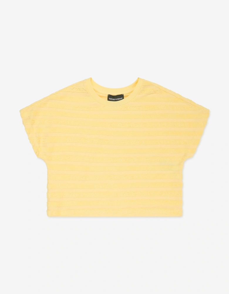Girls Striped Logo T-Shirt in Yellow