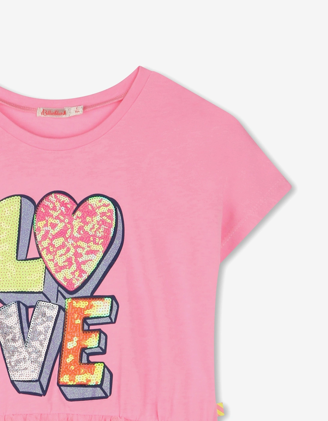 Billieblush Girls Bi-material Love Dress in Pink
