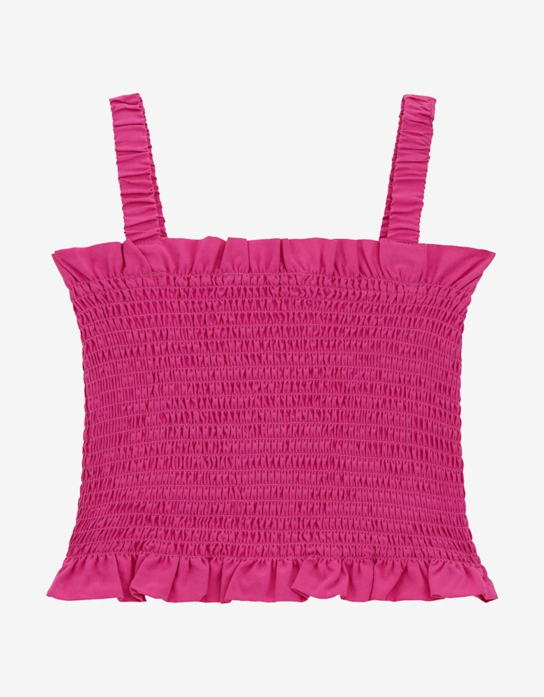 Girls Ruched Tank Top in Pink