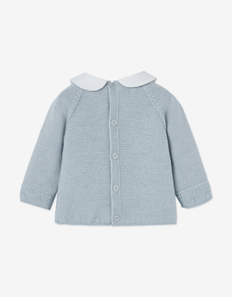 Baby Boys Knitted 2 Piece Babygrow Set in Blue