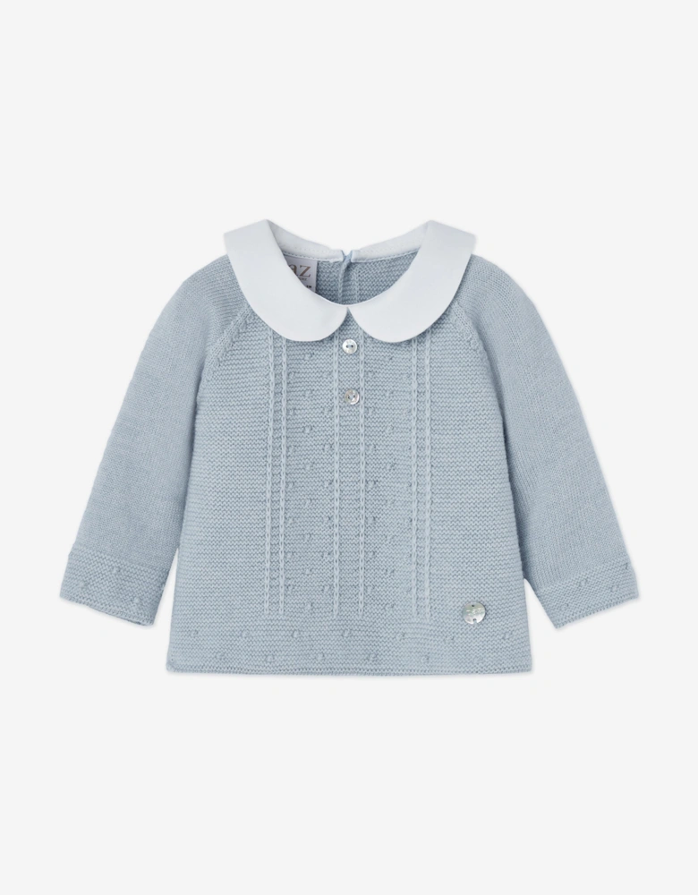 Baby Boys Knitted 2 Piece Babygrow Set in Blue