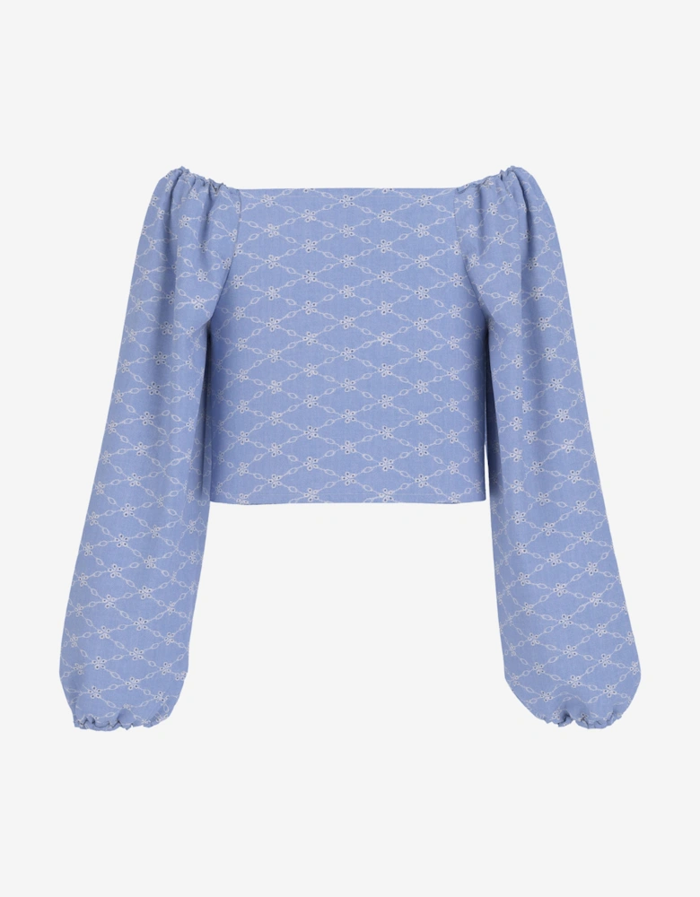 Girls Sangallo Oxford Blouse in Blue