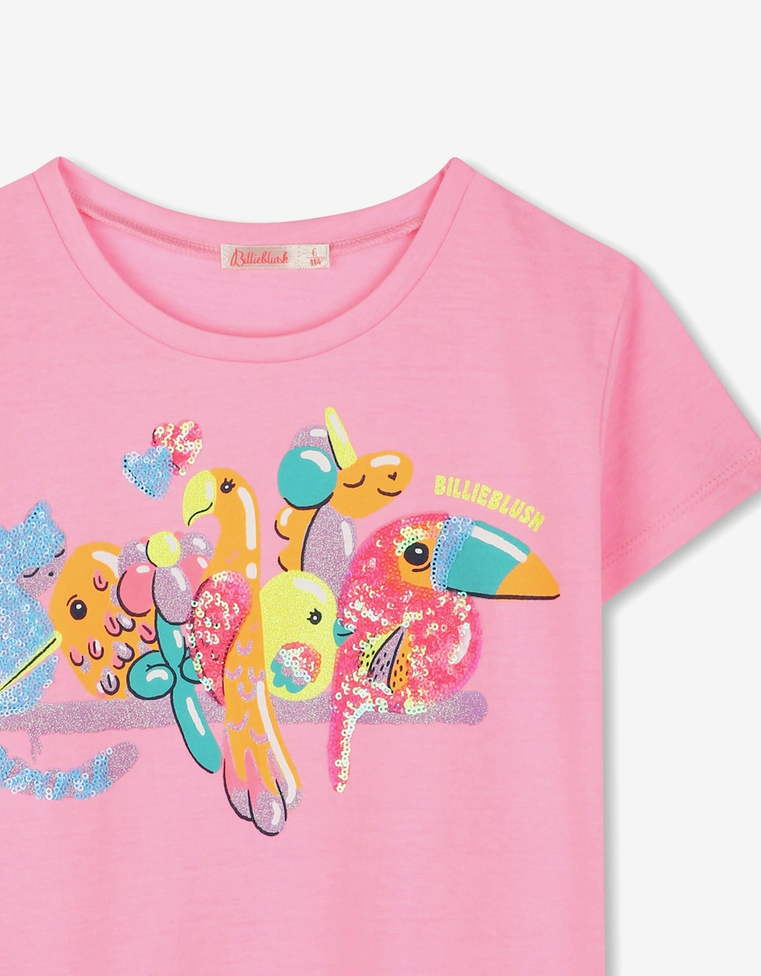 Billieblush Girls Sequin Animals T-Shirt in Pink