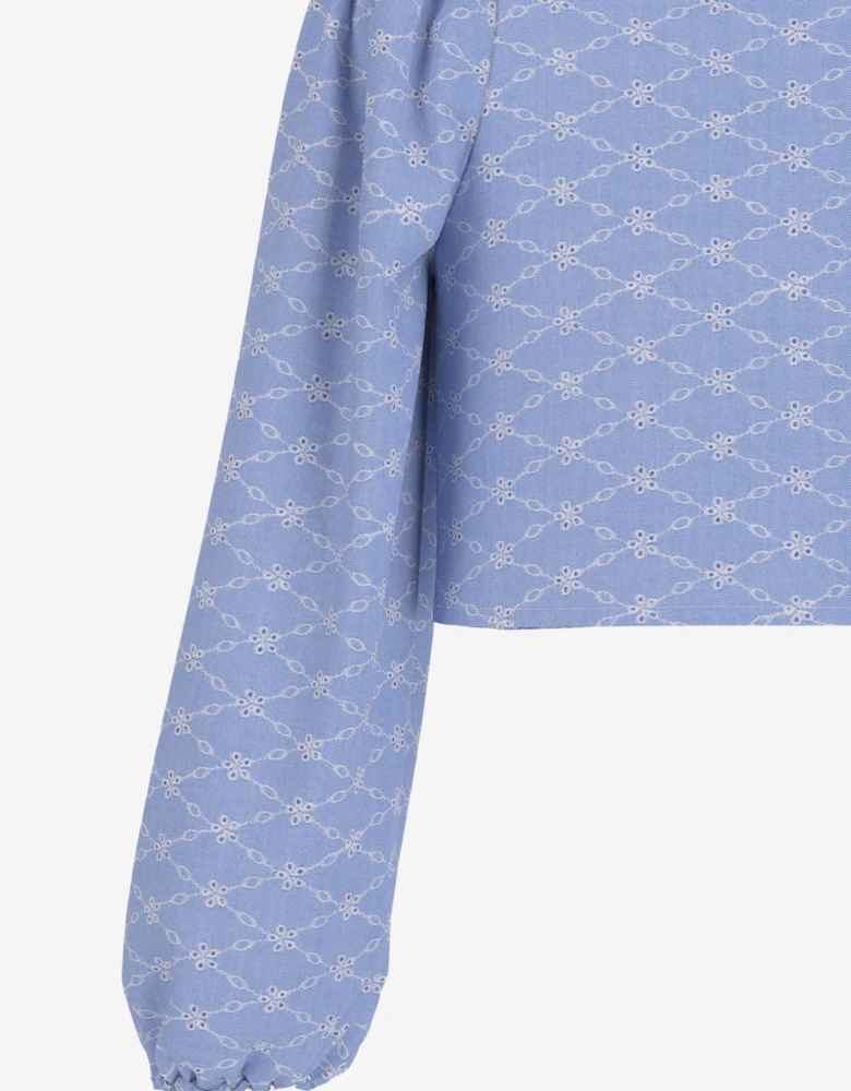 Girls Sangallo Oxford Blouse in Blue