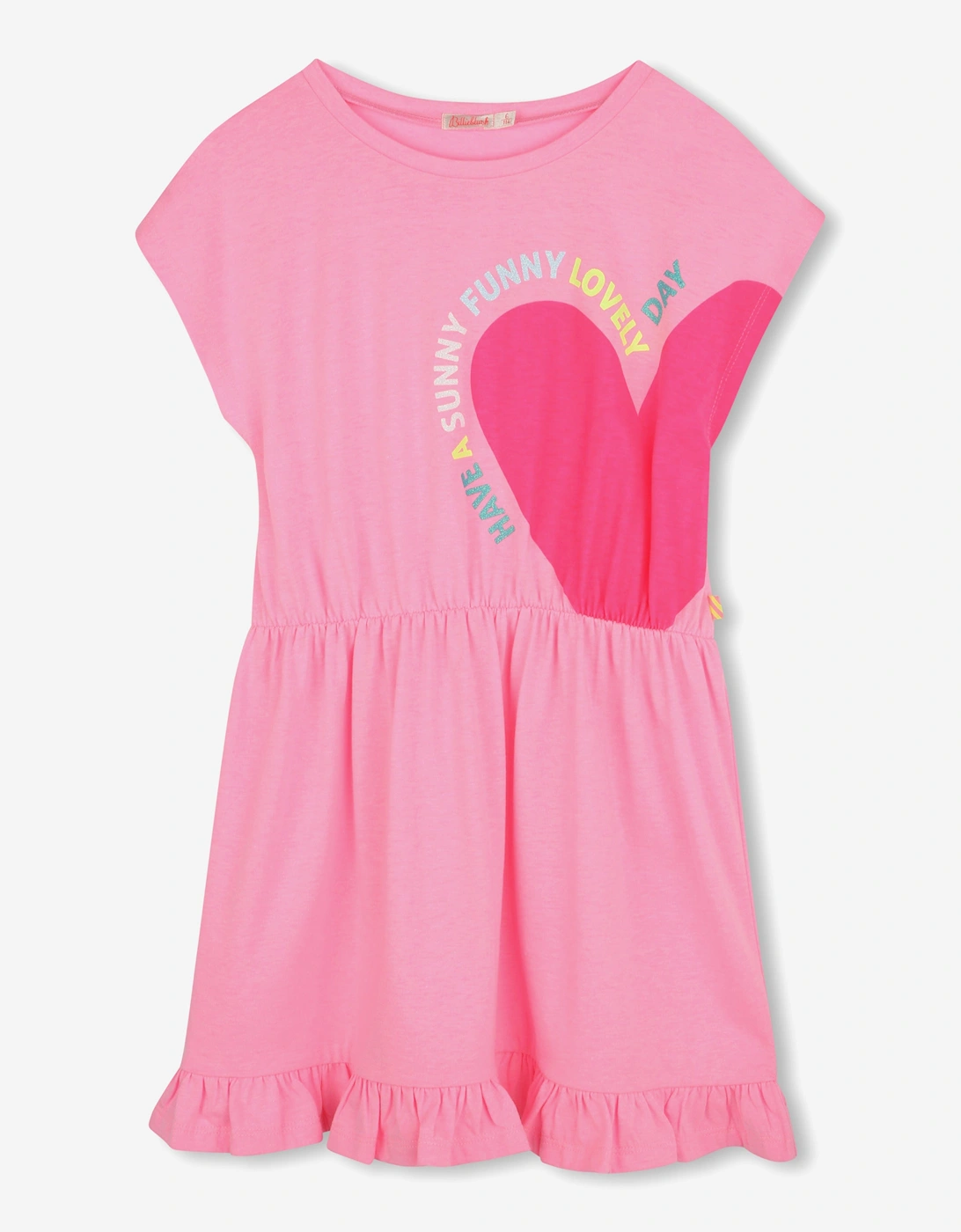 Billieblush Girls Heart Print Jersey Dress in Pink, 5 of 4