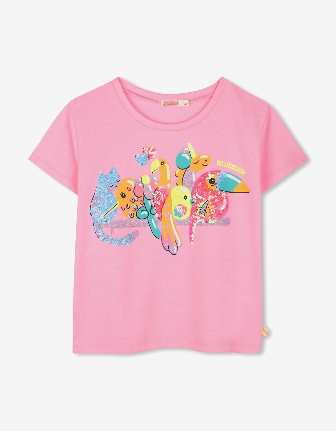 Billieblush Girls Sequin Animals T-Shirt in Pink, 5 of 4