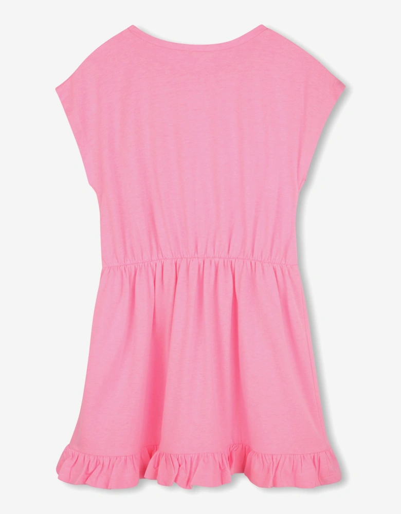 Billieblush Girls Heart Print Jersey Dress in Pink