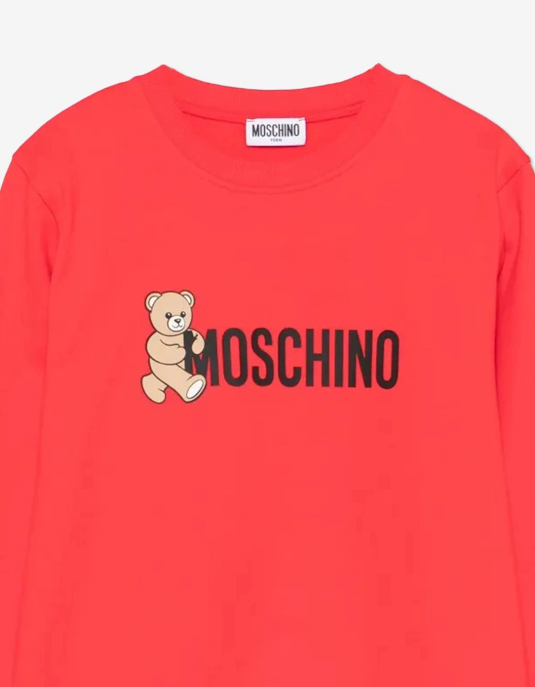 Kids Teddy Bear Logo Sweatshirt in Red