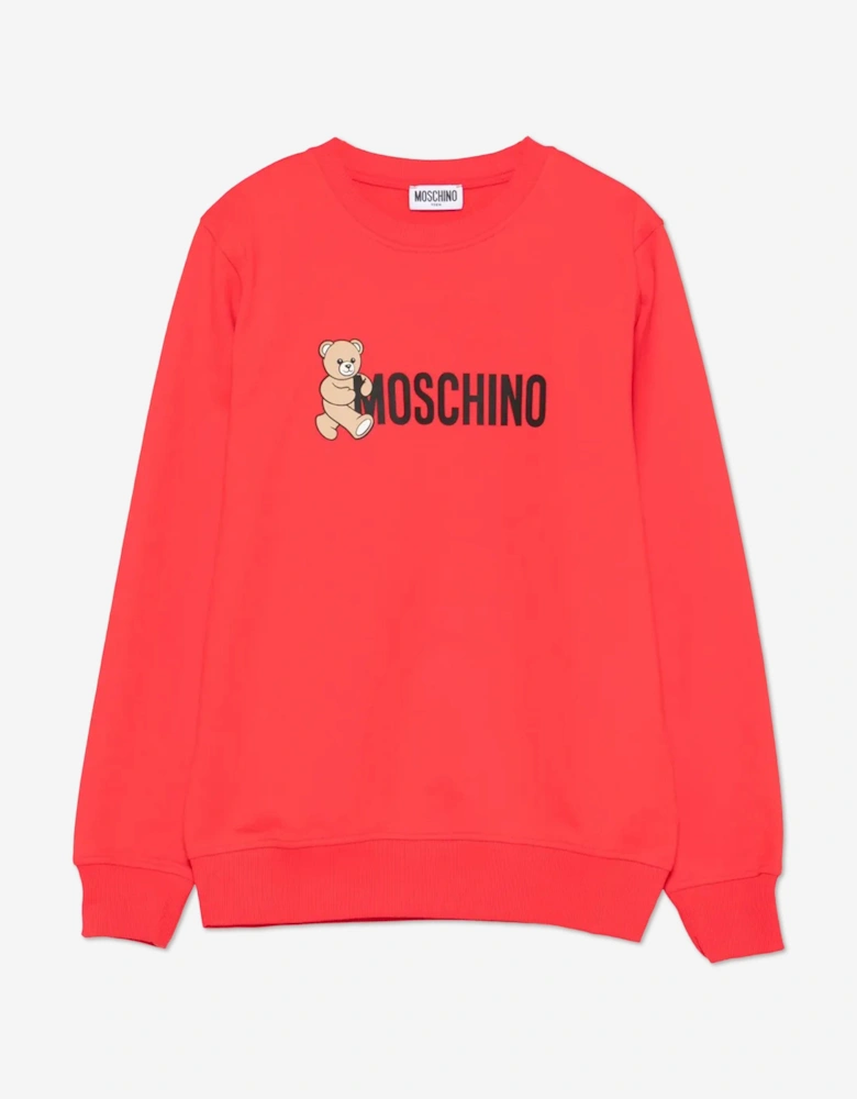 Kids Teddy Bear Logo Sweatshirt in Red