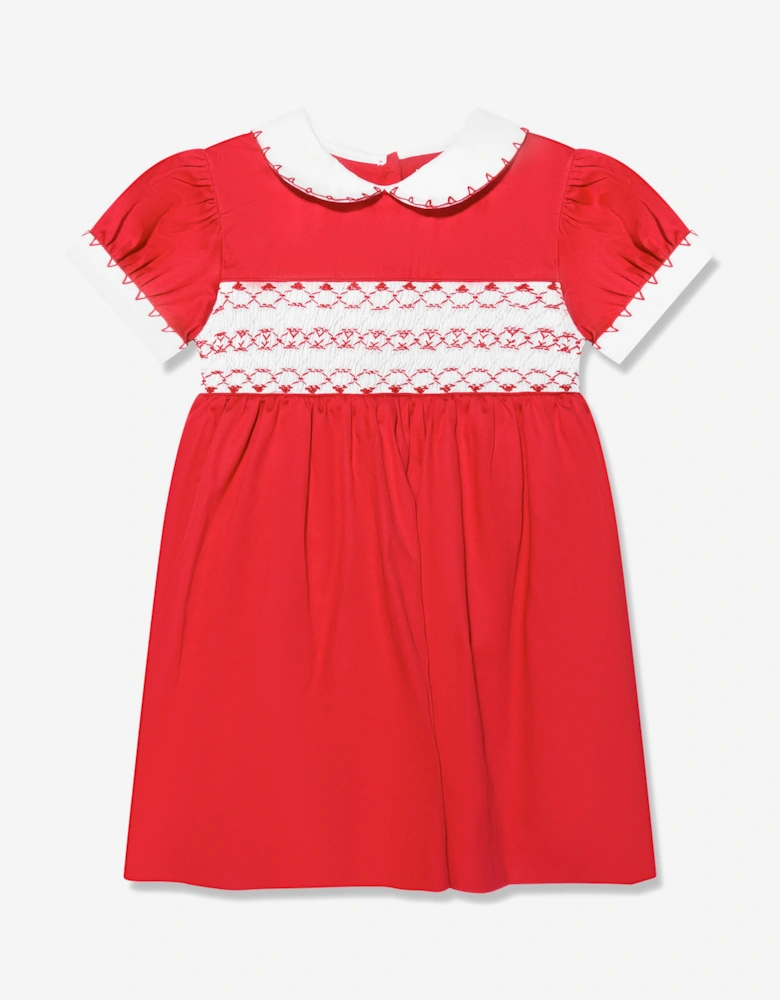Baby Girls Classic Smocked Dress And Bloomers in Red