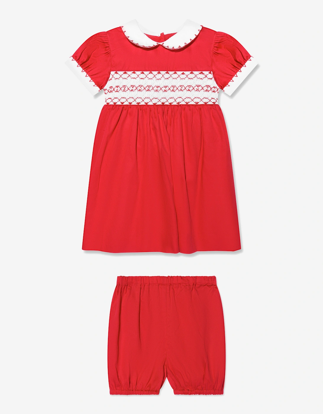 Baby Girls Classic Smocked Dress And Bloomers in Red, 5 of 4