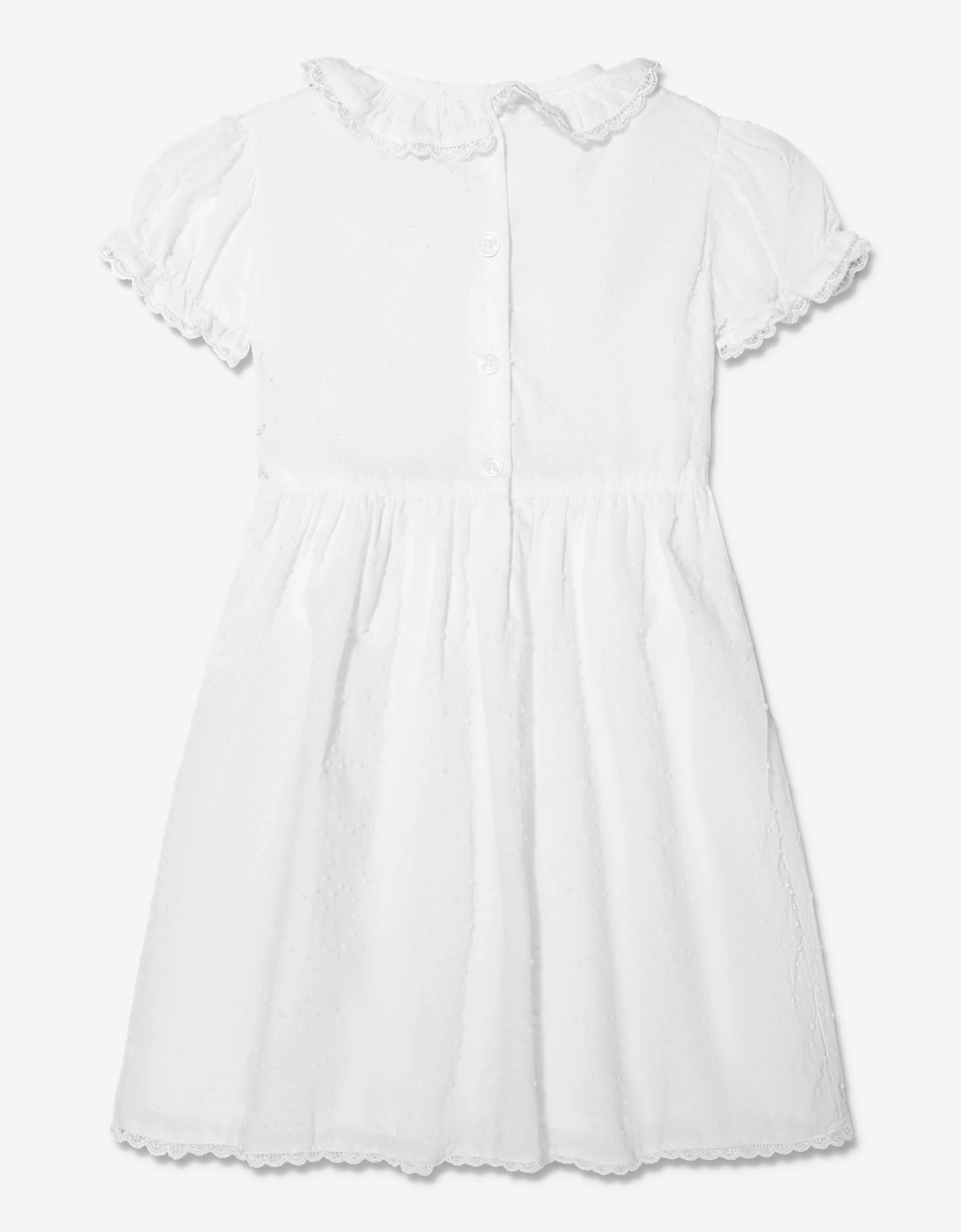 Girls Swiss Dot Smocked Dress in Ivory