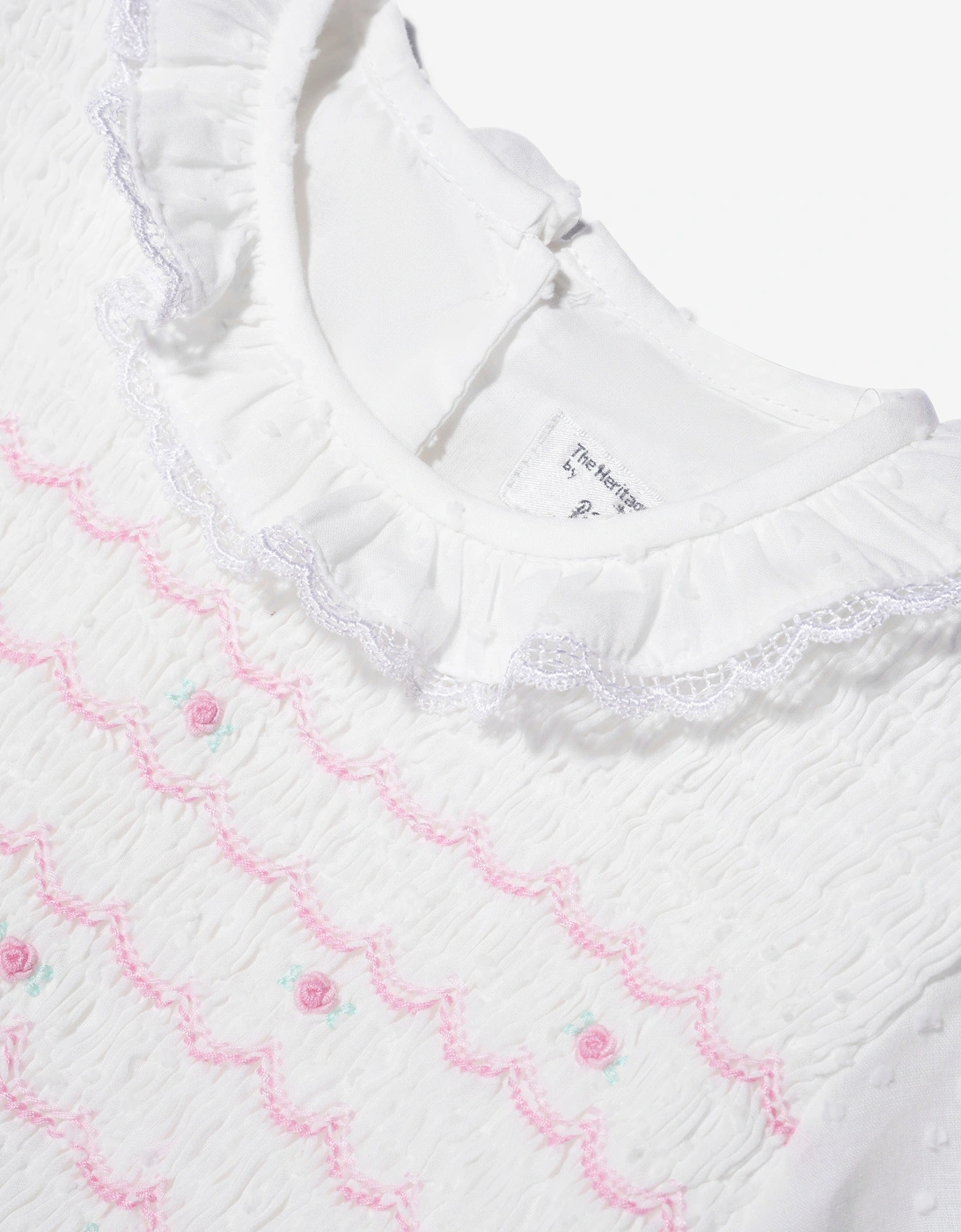 Girls Swiss Dot Smocked Dress in Ivory