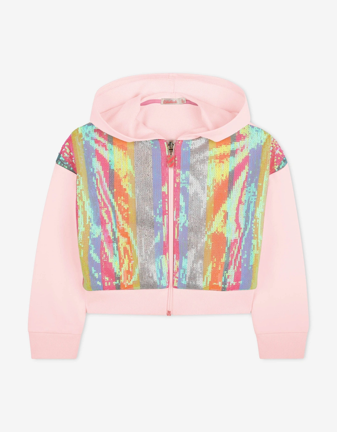 Billieblush Girls Striped Sequin Zip Up Top in Pink, 5 of 4