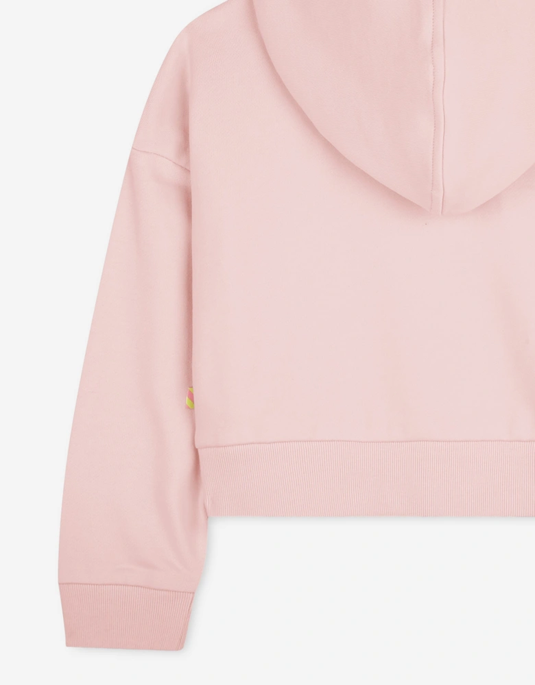 Billieblush Girls Striped Sequin Zip Up Top in Pink