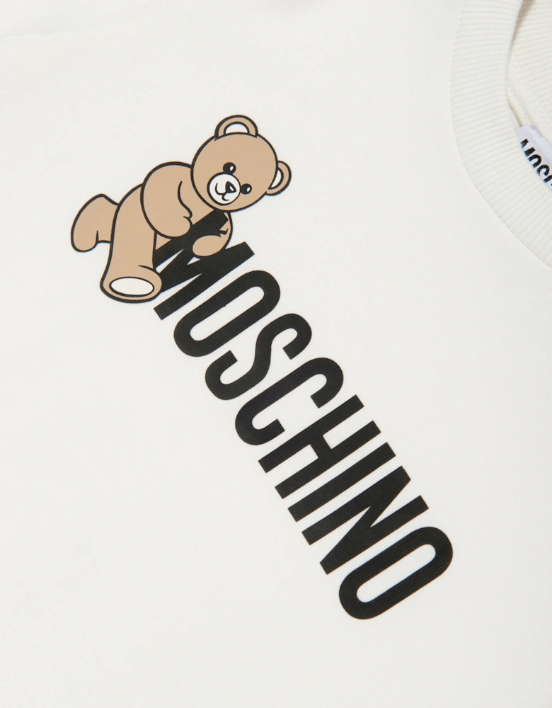 Kids Teddy Bear Logo T-Shirt in Ivory