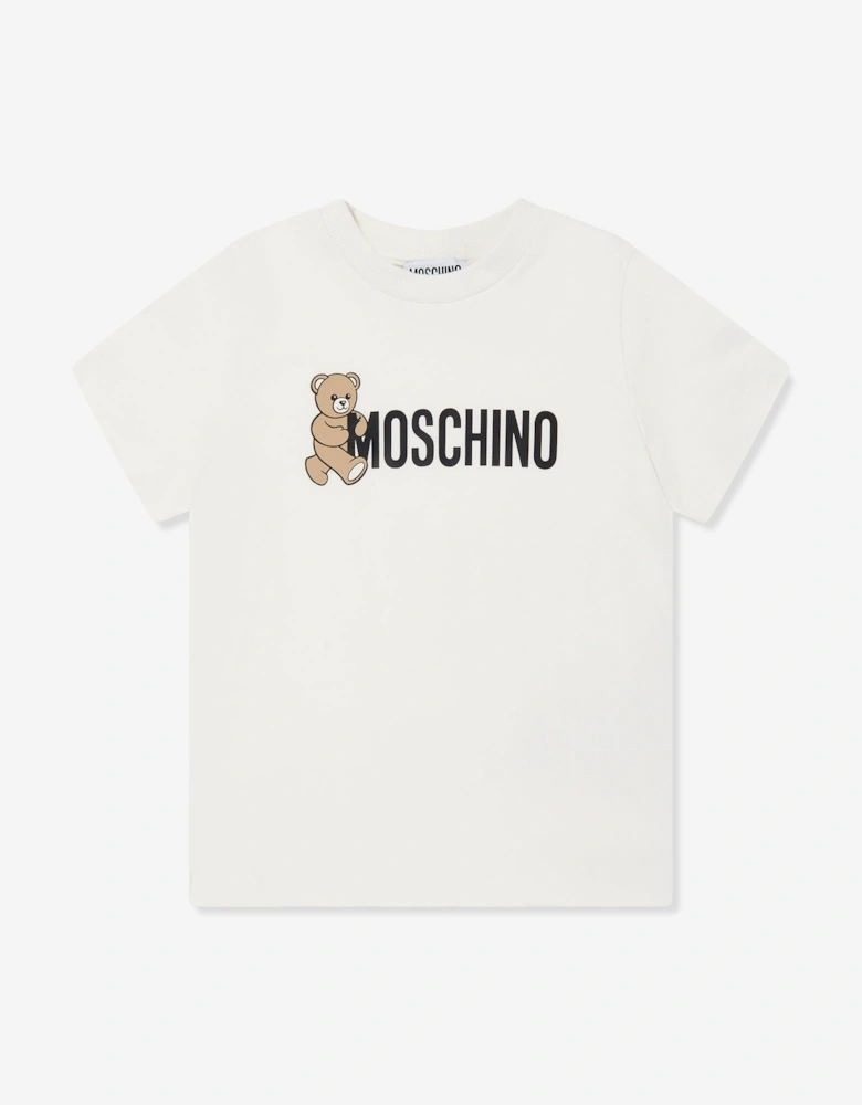 Kids Teddy Bear Logo T-Shirt in Ivory