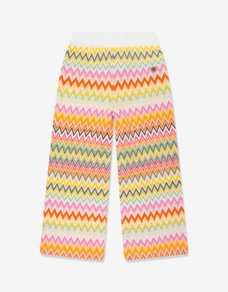 Girls Zigzag Knitted Trousers in Multicolour