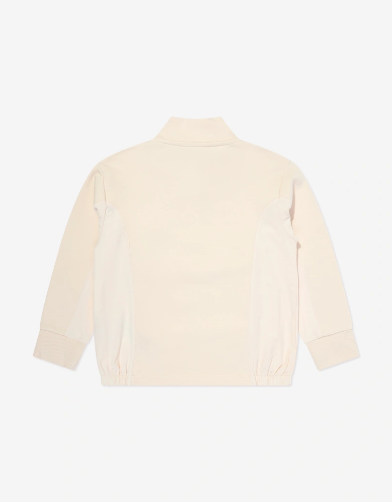 Boys Half Zip Pocket Sweatshirt in Beige