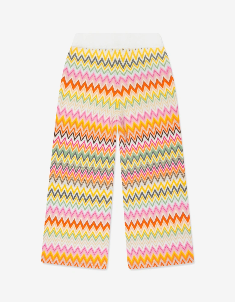 Girls Zigzag Knitted Trousers in Multicolour