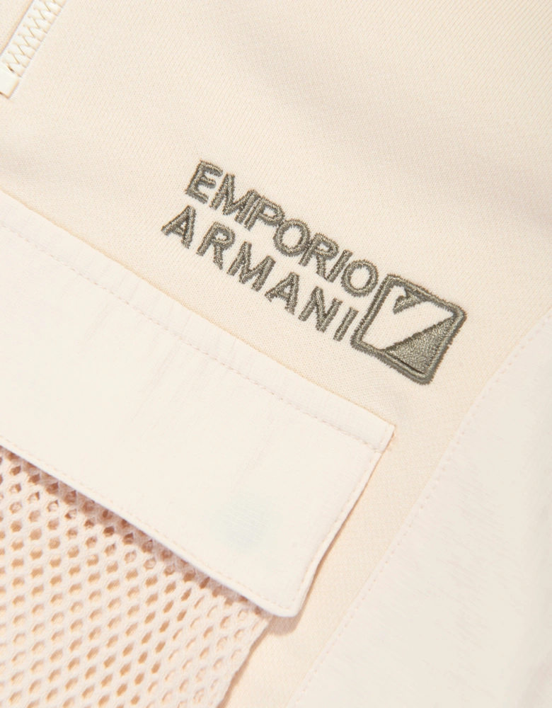 Boys Half Zip Pocket Sweatshirt in Beige