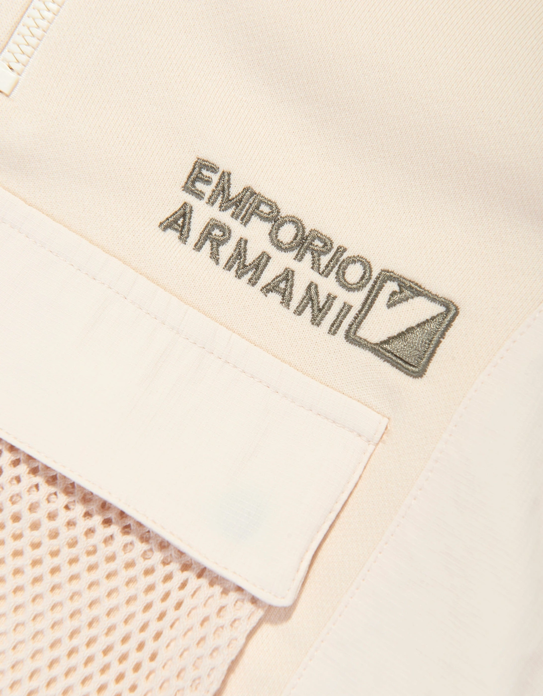 Boys Half Zip Pocket Sweatshirt in Beige