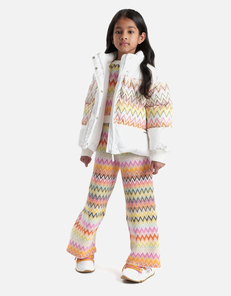 Girls Zigzag Knitted Trousers in Multicolour