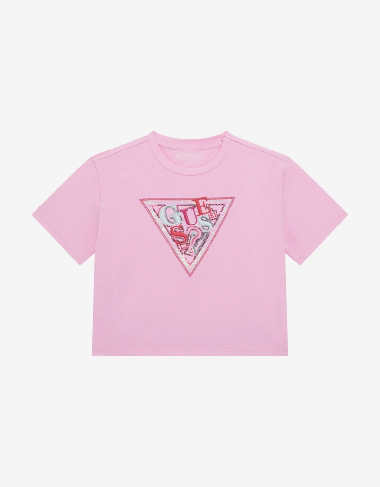 Girls Logo Midi T-Shirt in Pink