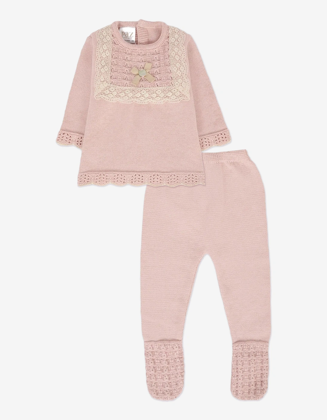 Baby Girls Knitted 2 Piece Babygrow Set in Pink, 5 of 4