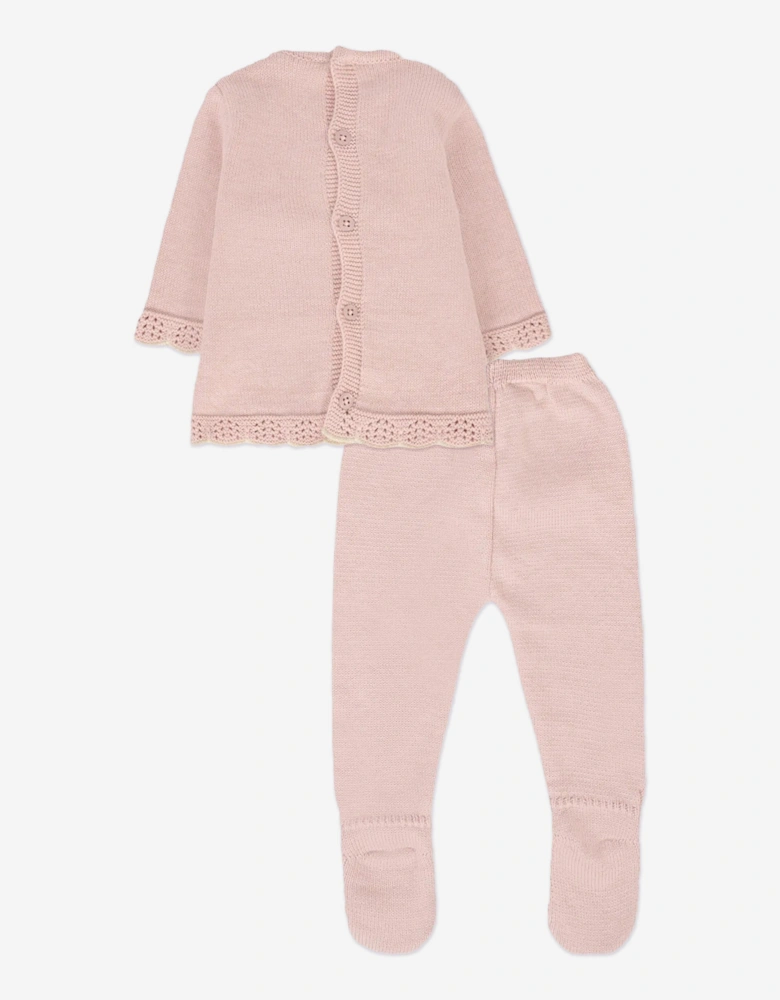 Baby Girls Knitted 2 Piece Babygrow Set in Pink