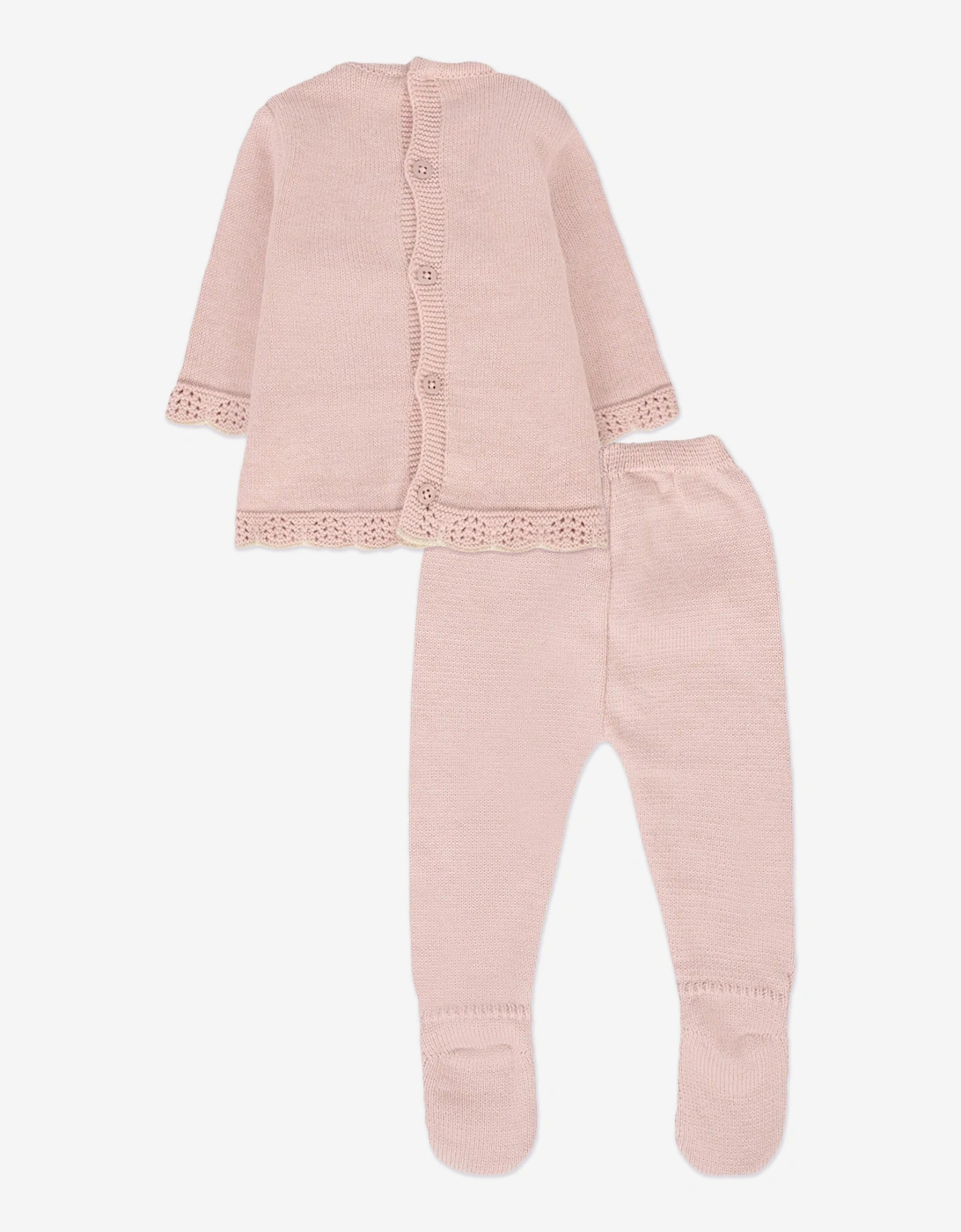 Baby Girls Knitted 2 Piece Babygrow Set in Pink