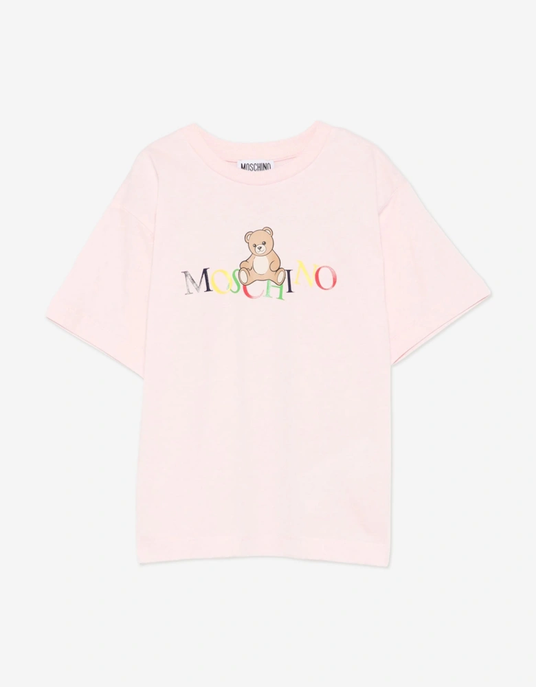 Girls Teddy Bear Logo T-Shirt in Pink