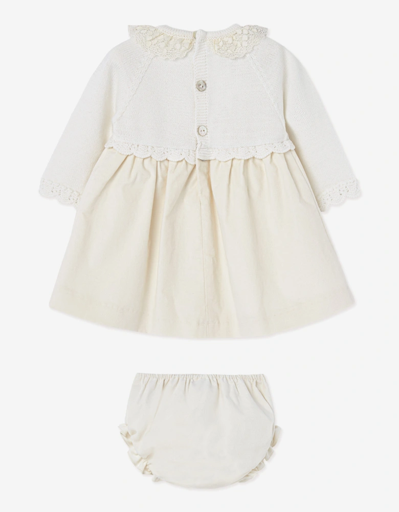 Baby Girls Dress and Bloomers Set in Ivory