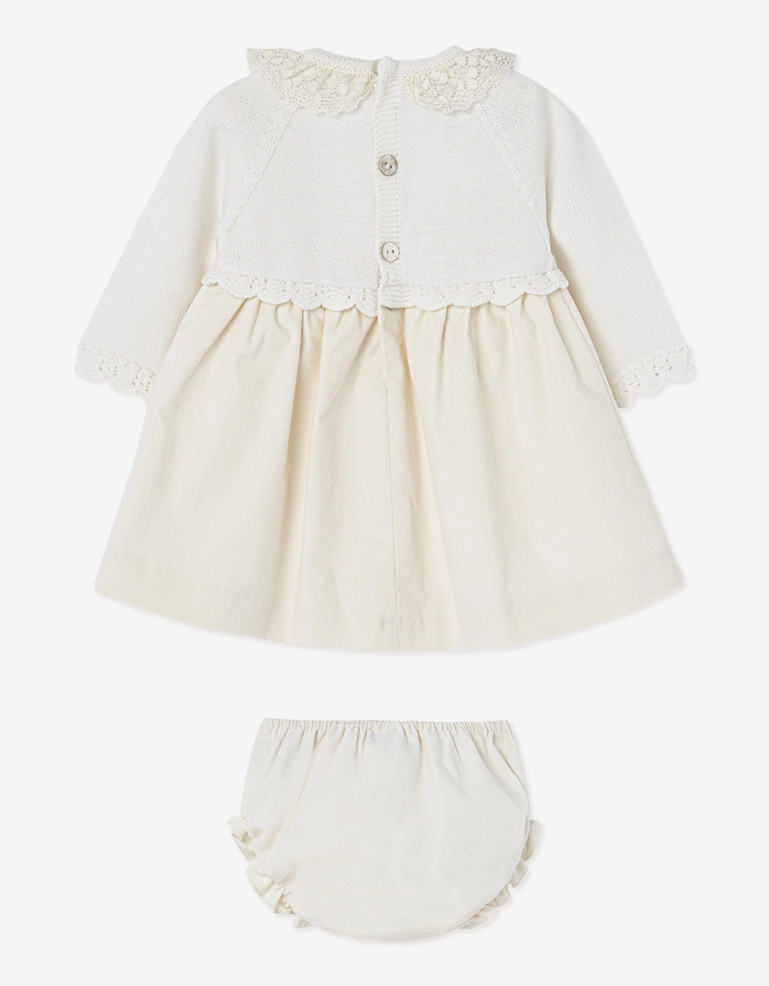 Baby Girls Dress and Bloomers Set in Ivory