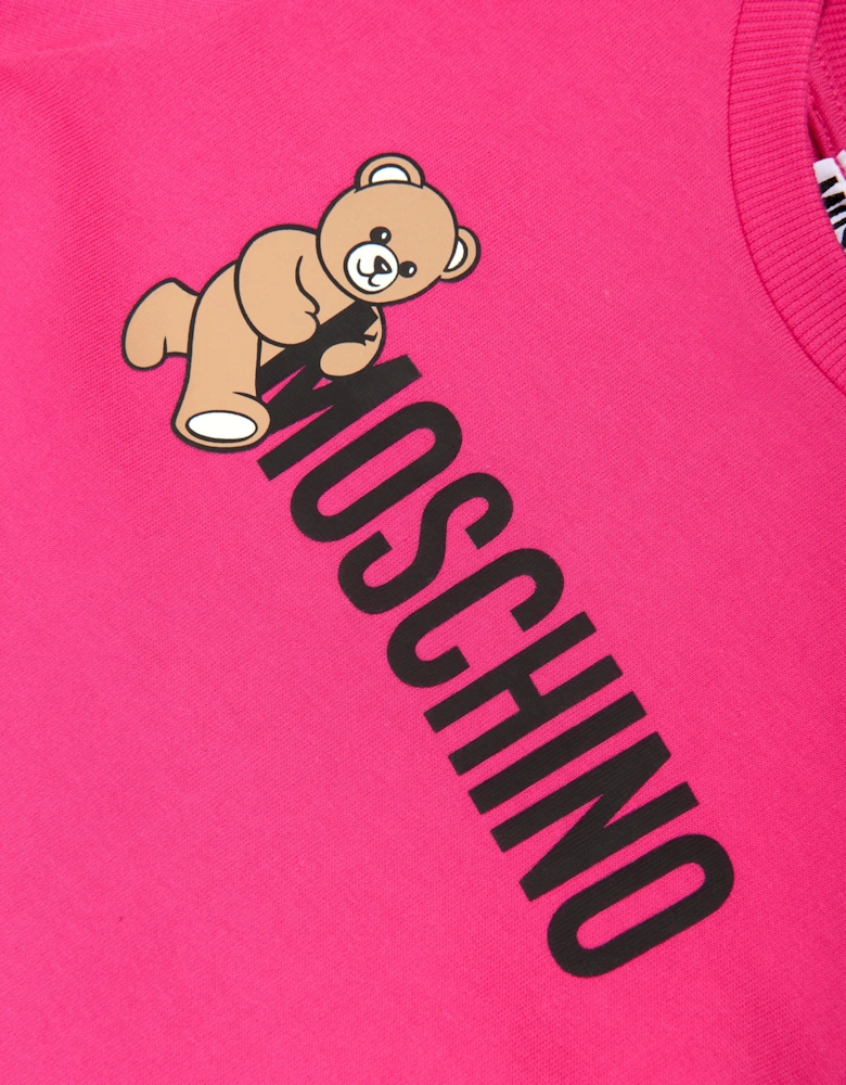 Girls Teddy Bear Logo T-Shirt in Pink