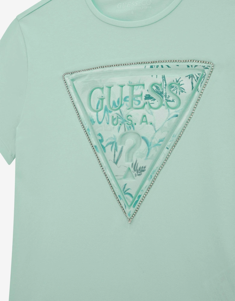 Girls High Low T-Shirt in Green