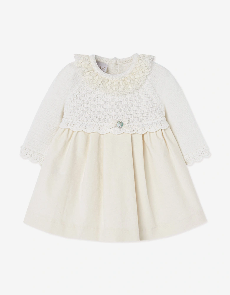 Baby Girls Dress and Bloomers Set in Ivory